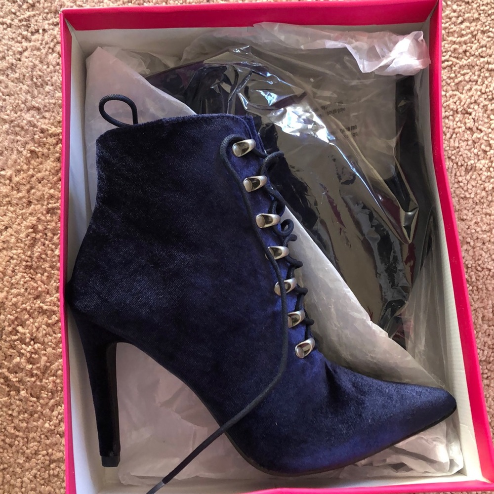 Brand new* Blue Velvet Stiletto Ankle Boot